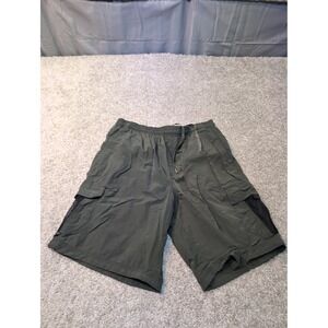 Speedo Mens Cargo Swim Trunks Green Mesh Ripstop Accents Size L Nylon Polyester